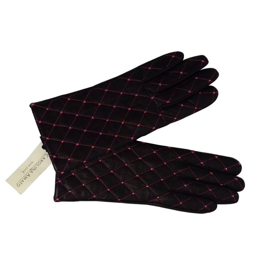 NWT Carolina Amato Tuckernuck black leather glovess